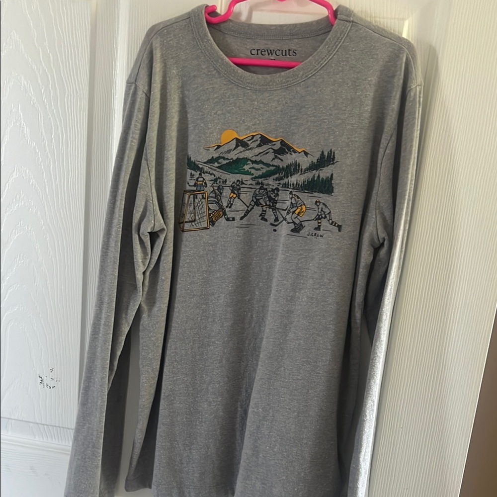 Crewcuts Gray Long Sleeve Tee with Mountain Print